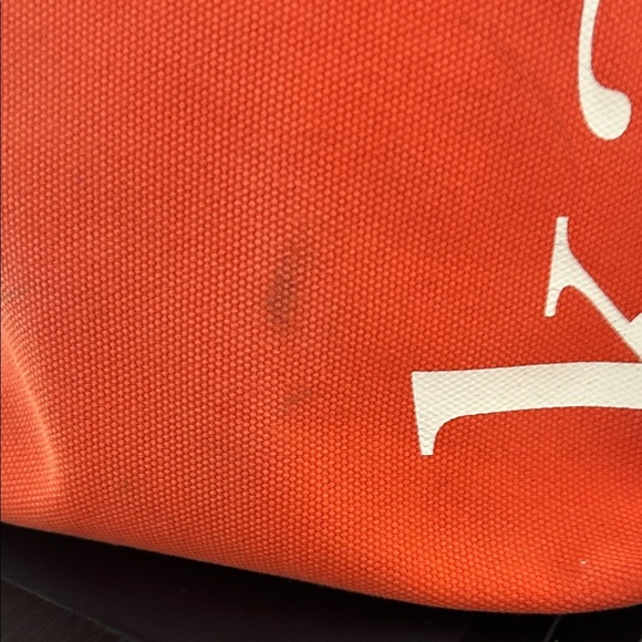 Kate Spade New York Orange Canvas Tote Bag With Navy Accents - Picture 2 of 9